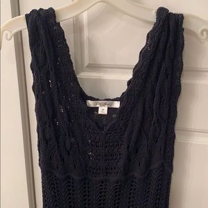 Gorgeous black knit dress w black slip